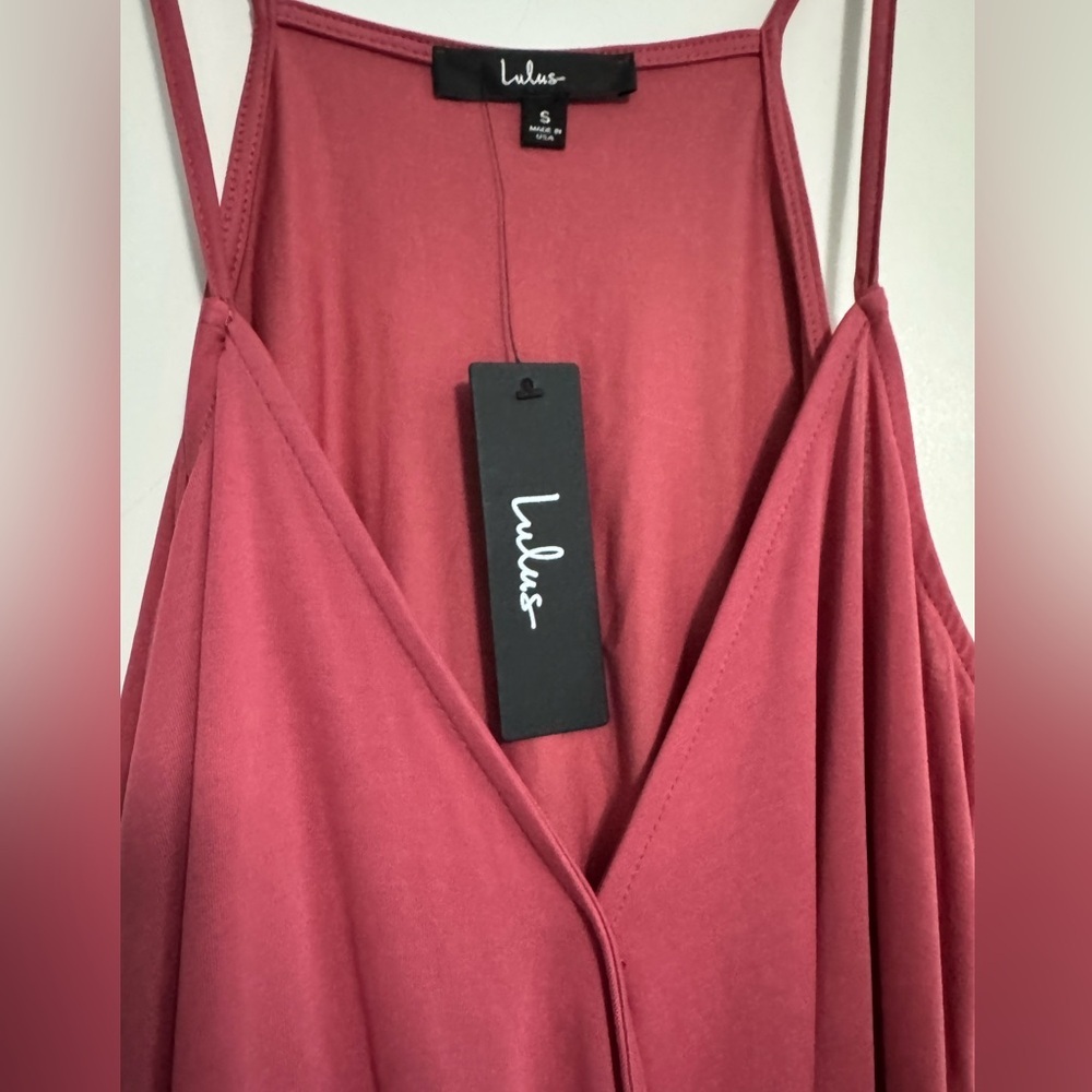 Lulu's NWT Tie to Me Berry Red Faux Wrap Tank Top Size S - Picture 4 of 7
